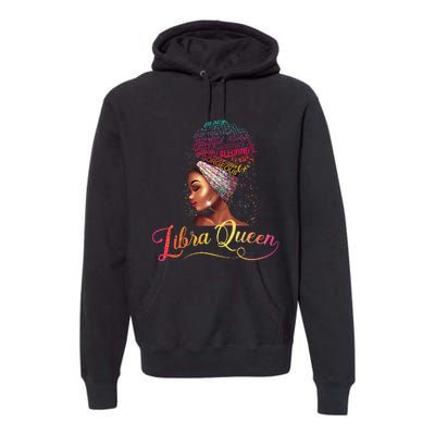 Wo Libra Queen Afro Wo September October Melanin Birthday Premium Hoodie