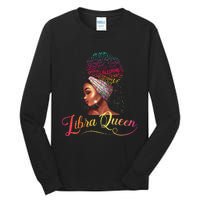 Wo Libra Queen Afro Wo September October Melanin Birthday Tall Long Sleeve T-Shirt