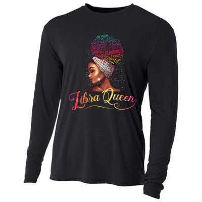 Wo Libra Queen Afro Wo September October Melanin Birthday Cooling Performance Long Sleeve Crew