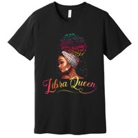 Wo Libra Queen Afro Wo September October Melanin Birthday Premium T-Shirt