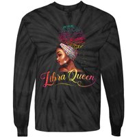 Wo Libra Queen Afro Wo September October Melanin Birthday Tie-Dye Long Sleeve Shirt