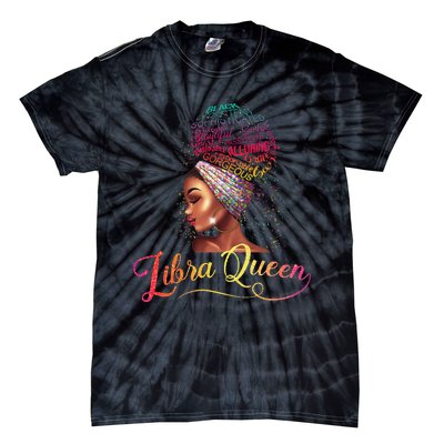 Wo Libra Queen Afro Wo September October Melanin Birthday Tie-Dye T-Shirt