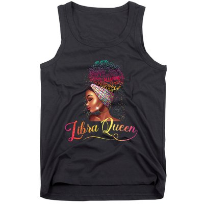 Wo Libra Queen Afro Wo September October Melanin Birthday Tank Top