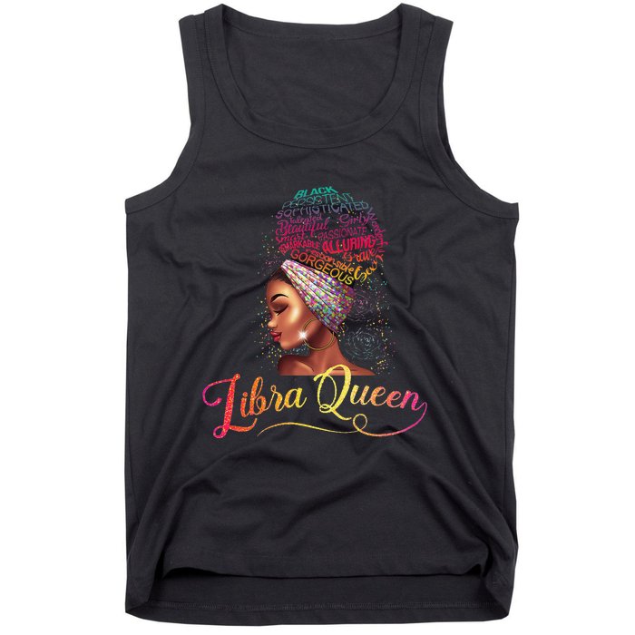 Wo Libra Queen Afro Wo September October Melanin Birthday Tank Top