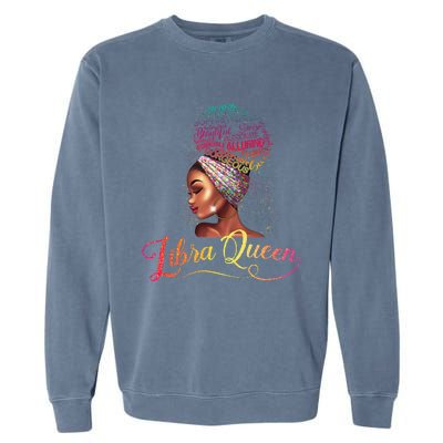 Wo Libra Queen Afro Wo September October Melanin Birthday Garment-Dyed Sweatshirt