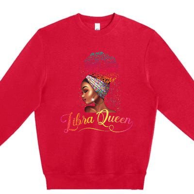 Wo Libra Queen Afro Wo September October Melanin Birthday Premium Crewneck Sweatshirt