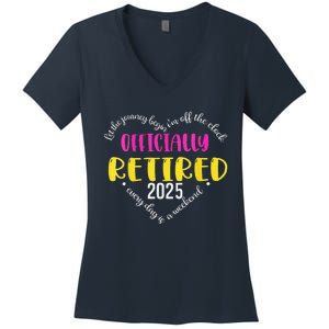 Women Ly Retired 2025 Heart Women's V-Neck T-Shirt