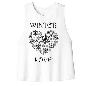 Winter Love Snowflake Hiking Winter Days Nature Cute Gift Women's Racerback Cropped Tank