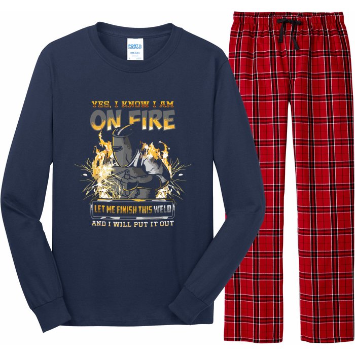 Welder Long Sleeve I Know I'm On Fire Funny Long Sleeve Pajama Set