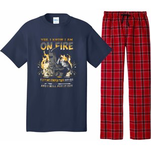 Welder Long Sleeve I Know I'm On Fire Funny Pajama Set