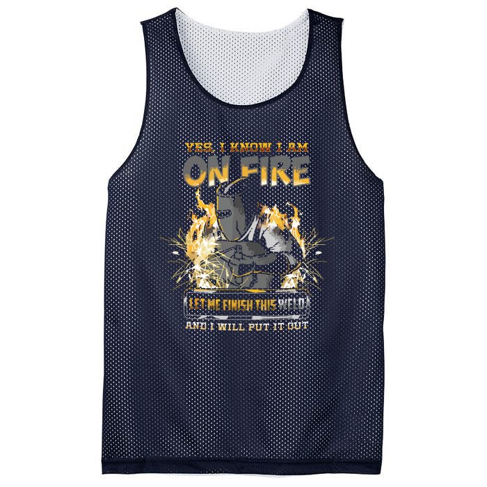 Welder Long Sleeve I Know I'm On Fire Funny Mesh Reversible Basketball Jersey Tank