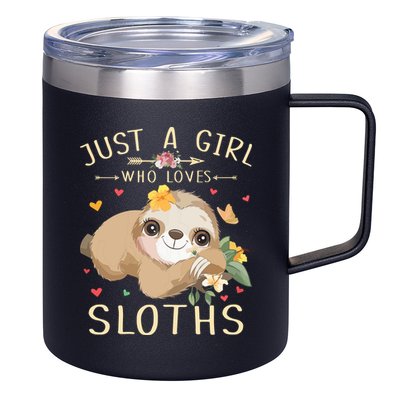 Who Loves Sloths 12oz Stainless Steel Coffee Mug
