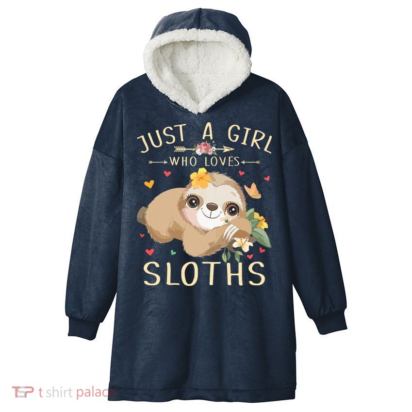 Who Loves Sloths Hooded Wearable Blanket
