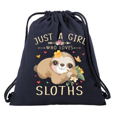 Who Loves Sloths Drawstring Bag