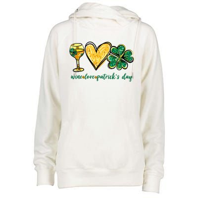 Wine Love Shamrock Wine Lovers Funny St Patricks Day Gifts Womens Funnel Neck Pullover Hood