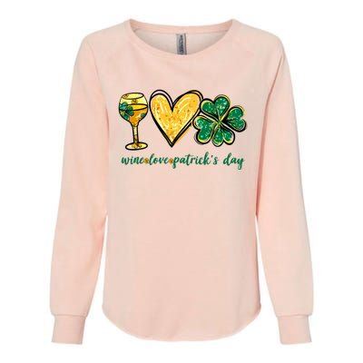 Wine Love Shamrock Wine Lovers Funny St Patricks Day Gifts Womens California Wash Sweatshirt