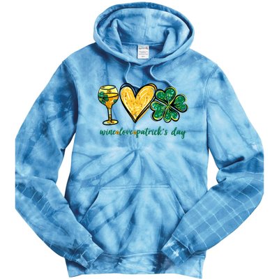 Wine Love Shamrock Wine Lovers Funny St Patricks Day Gifts Tie Dye Hoodie