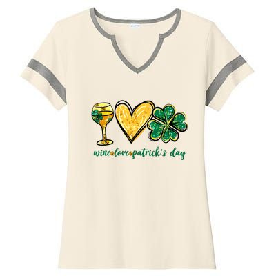 Wine Love Shamrock Wine Lovers Funny St Patricks Day Gifts Ladies Halftime Notch Neck Tee