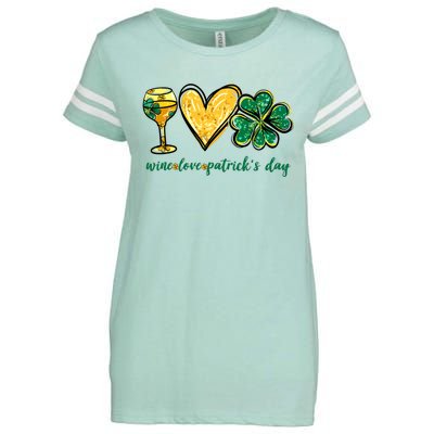 Wine Love Shamrock Wine Lovers Funny St Patricks Day Gifts Enza Ladies Jersey Football T-Shirt