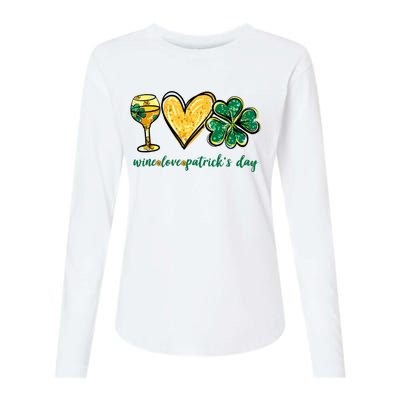 Wine Love Shamrock Wine Lovers Funny St Patricks Day Gifts Womens Cotton Relaxed Long Sleeve T-Shirt