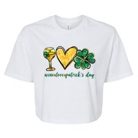 Wine Love Shamrock Wine Lovers Funny St Patricks Day Gifts Bella+Canvas Jersey Crop Tee