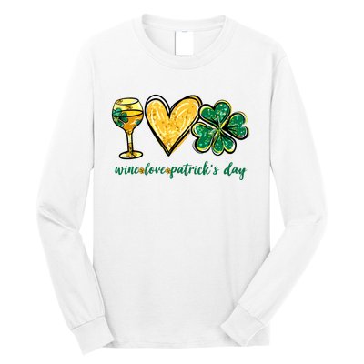 Wine Love Shamrock Wine Lovers Funny St Patricks Day Gifts Long Sleeve Shirt