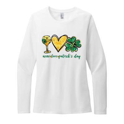 Wine Love Shamrock Wine Lovers Funny St Patricks Day Gifts Womens CVC Long Sleeve Shirt