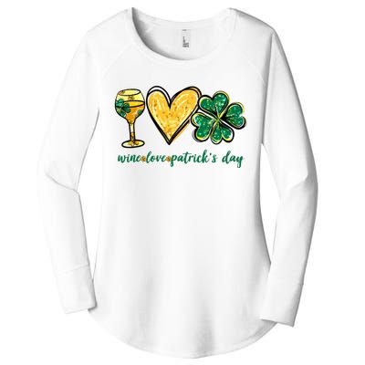 Wine Love Shamrock Wine Lovers Funny St Patricks Day Gifts Women's Perfect Tri Tunic Long Sleeve Shirt