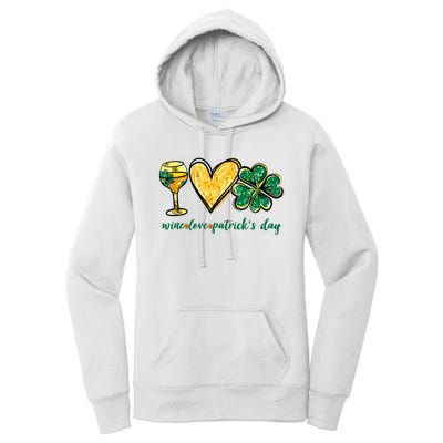 Wine Love Shamrock Wine Lovers Funny St Patricks Day Gifts Women's Pullover Hoodie