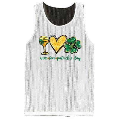 Wine Love Shamrock Wine Lovers Funny St Patricks Day Gifts Mesh Reversible Basketball Jersey Tank