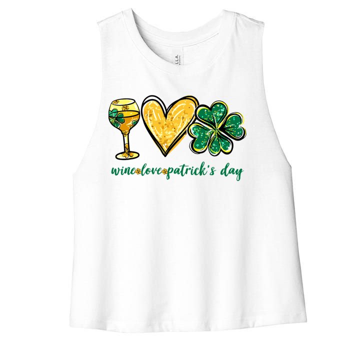 Wine Love Shamrock Wine Lovers Funny St Patricks Day Gifts Women's Racerback Cropped Tank