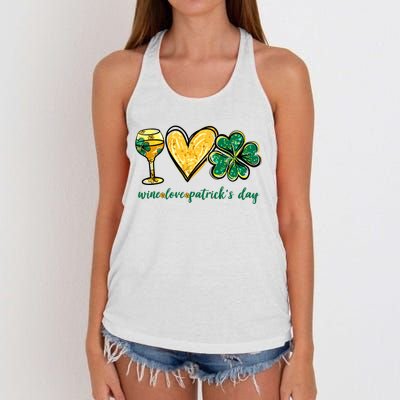 Wine Love Shamrock Wine Lovers Funny St Patricks Day Gifts Women's Knotted Racerback Tank