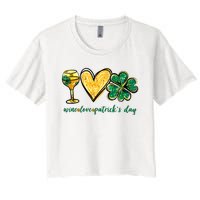 Wine Love Shamrock Wine Lovers Funny St Patricks Day Gifts Women's Crop Top Tee