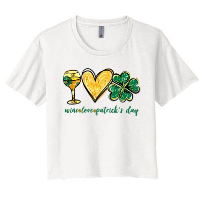 Wine Love Shamrock Wine Lovers Funny St Patricks Day Gifts Women's Crop Top Tee