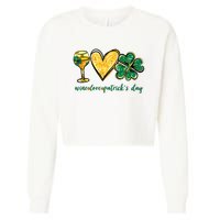 Wine Love Shamrock Wine Lovers Funny St Patricks Day Gifts Cropped Pullover Crew