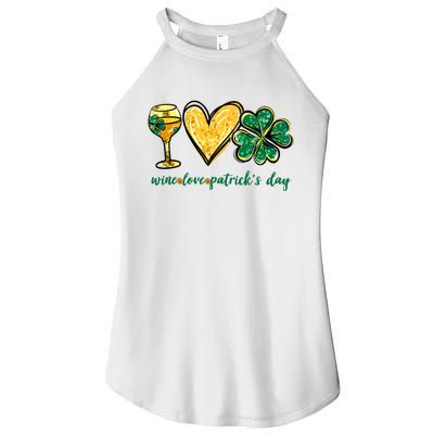 Wine Love Shamrock Wine Lovers Funny St Patricks Day Gifts Women's Perfect Tri Rocker Tank