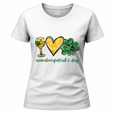 Wine Love Shamrock Wine Lovers Funny St Patricks Day Gifts Women's T-Shirt