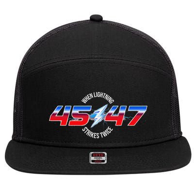 When Lightning Strikes Twice 45 47 Trump Reelection 7 Panel Mesh Trucker Snapback Hat