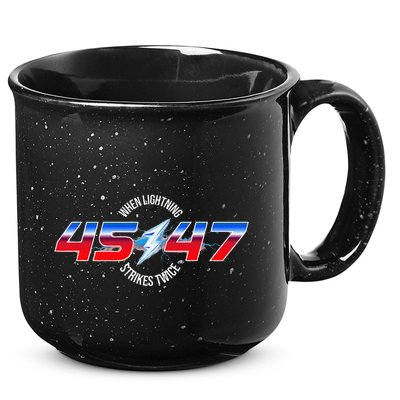 When Lightning Strikes Twice 45 47 Trump Reelection 15oz Campfire Ceramic Mug