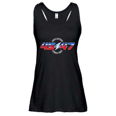 When Lightning Strikes Twice 45 47 Trump Reelection Ladies Essential Flowy Tank