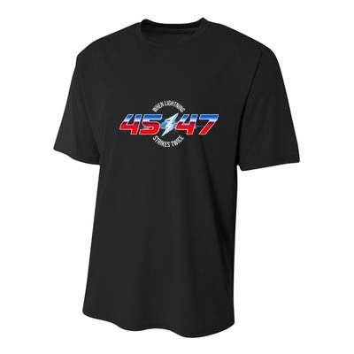 When Lightning Strikes Twice 45 47 Trump Reelection Youth Performance Sprint T-Shirt