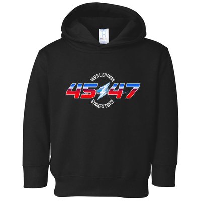 When Lightning Strikes Twice 45 47 Trump Reelection Toddler Hoodie