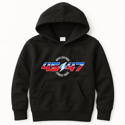 When Lightning Strikes Twice 45 47 Trump Reelection Kids Hoodie