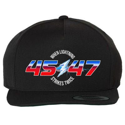 When Lightning Strikes Twice 45 47 Trump Reelection Wool Snapback Cap