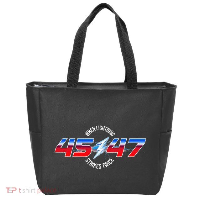 When Lightning Strikes Twice 45 47 Trump Reelection Zip Tote Bag