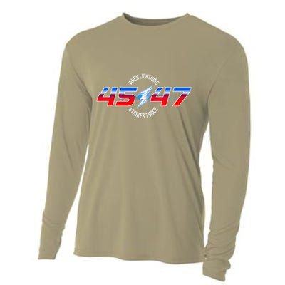 When Lightning Strikes Twice 45 47 Trump Reelection Cooling Performance Long Sleeve Crew