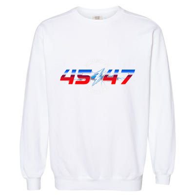 When Lightning Strikes Twice 45 47 Trump Reelection Garment-Dyed Sweatshirt
