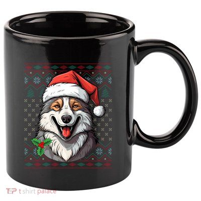 Wolf Lover Santa Hat Xmas Winter Ugly Wolf Christmas Gift 11oz C Handle Ceramic Mug