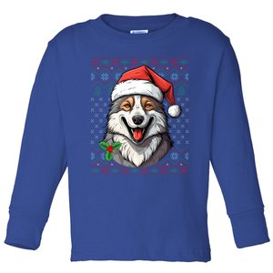 Wolf Lover Santa Hat Xmas Winter Ugly Wolf Christmas Gift Toddler Long Sleeve Shirt