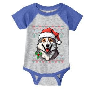 Wolf Lover Santa Hat Xmas Winter Ugly Wolf Christmas Gift Infant Baby Jersey Bodysuit